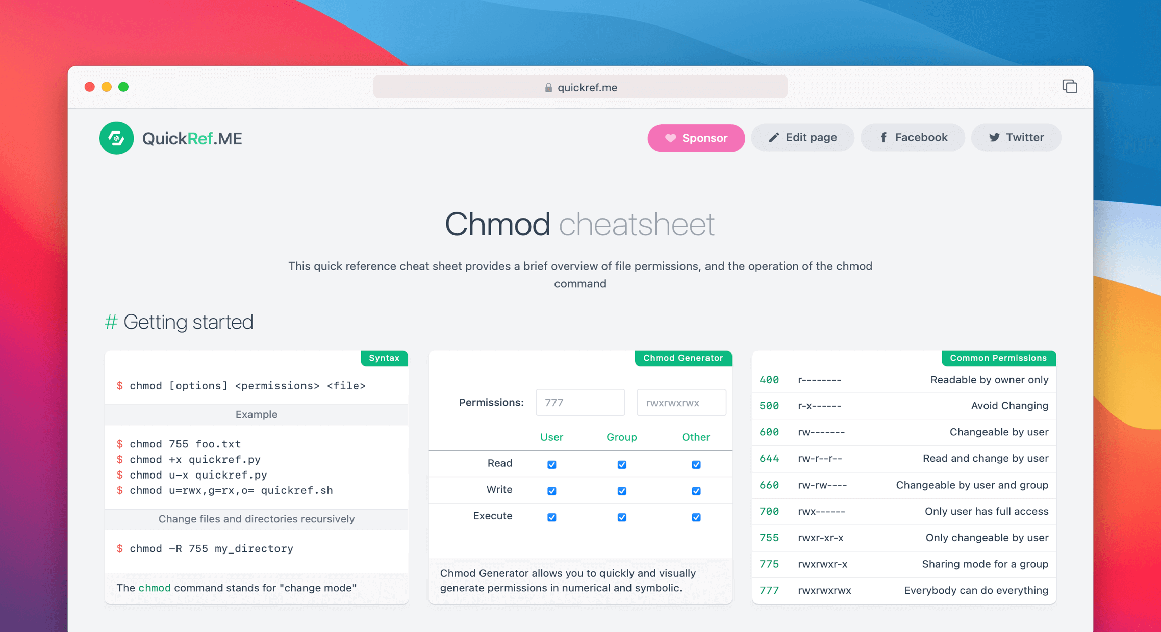 Chmod Command Cheat Sheet & Quick