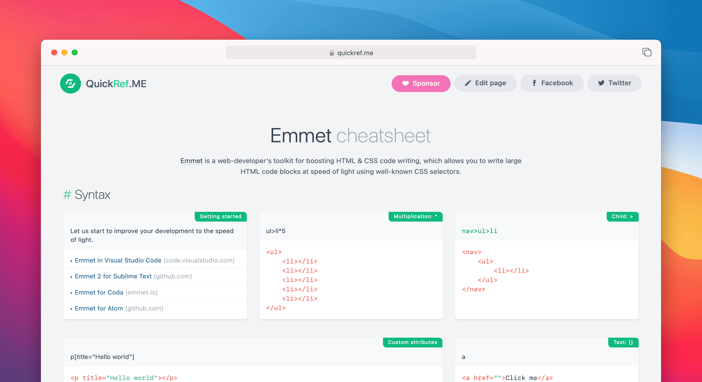 Emmet Cheat Sheet Quick Reference emmet-cheat-sheet-quick-reference
