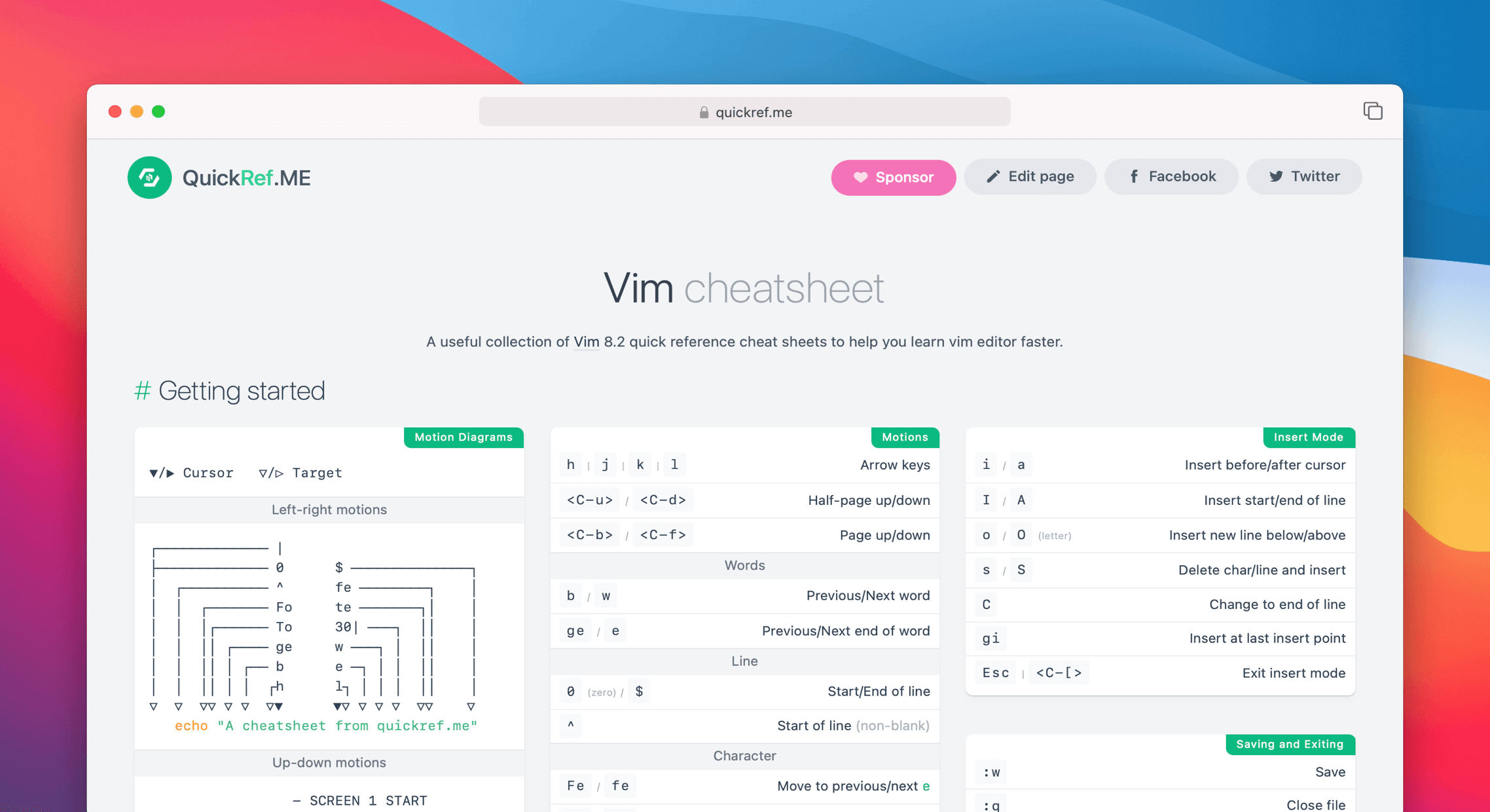 Vim Cheat Sheet & Quick Reference